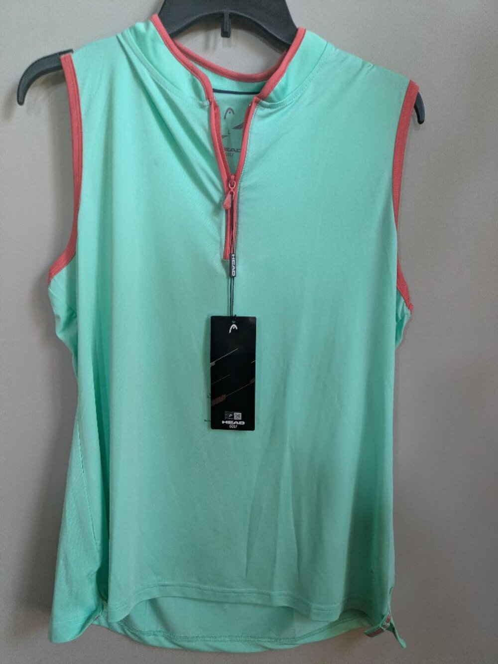 NWT Head golf sleeveless tank top woman L turquoise and coral #280
